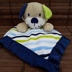 Garanimals Puppy Dog Lovey Blue Green Striped Plush Baby Toy